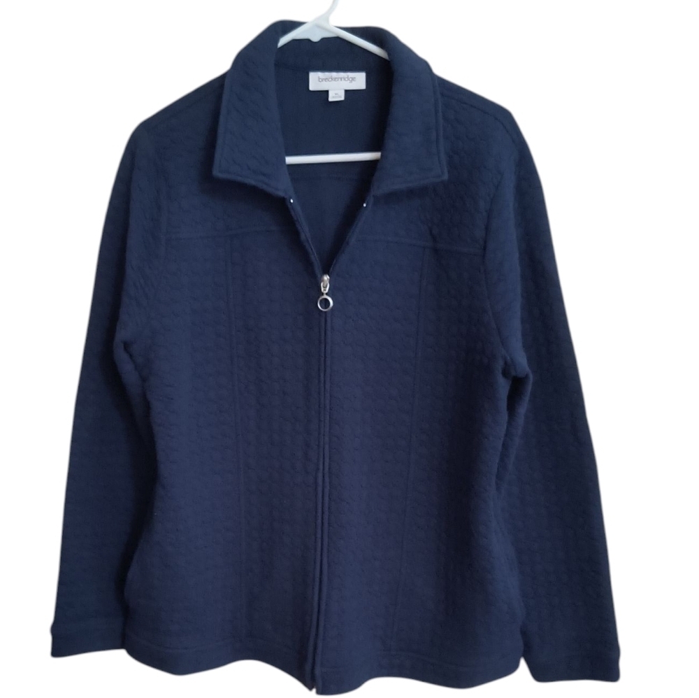 Breckenridge Cotton Blend Casual Zip Quilted Jacket-Navy Blue Size XL